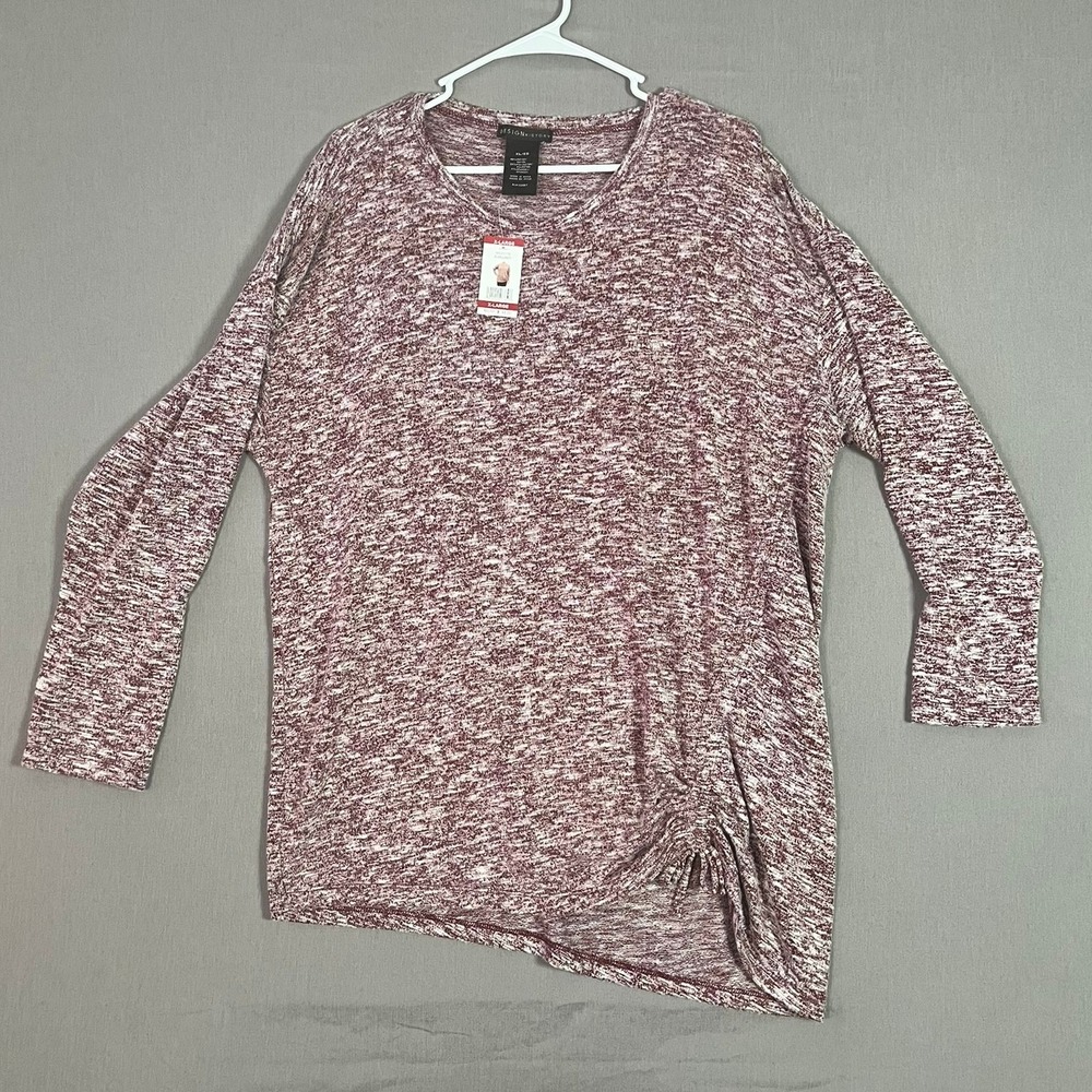 Design History Cinch Up Sweater XL Burgundy Rayon Blend Asymmetrical NEW